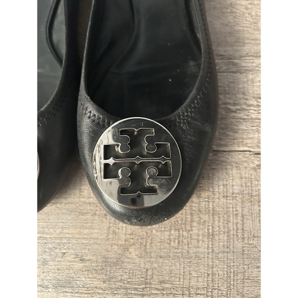 Tory Burch Women Reva Comfort Ballet Flats Sz 10 Leather & Medallion - Picture 4 of 12